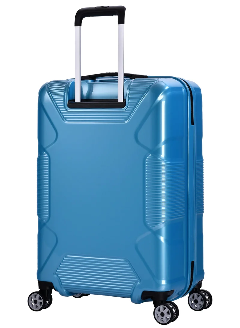 eminent hard case travel bag medium luggage trolley polycarbonate lightweight suitcase 4 quiet double spinner wheels with tsa lock kj84 bright blue