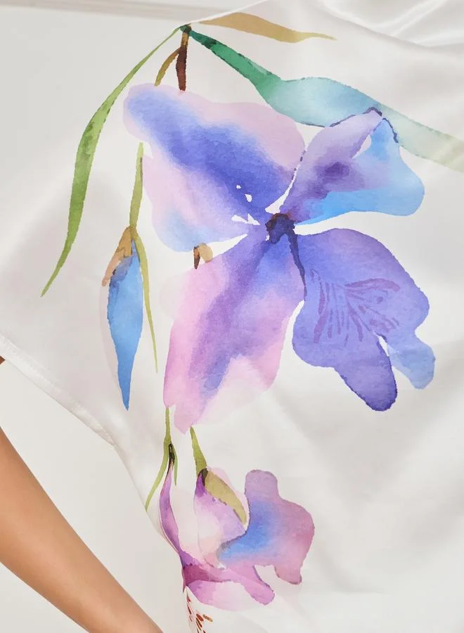 Styli  Women Off-White Floral Print One Sleeve Top for Women | Best Price UAE