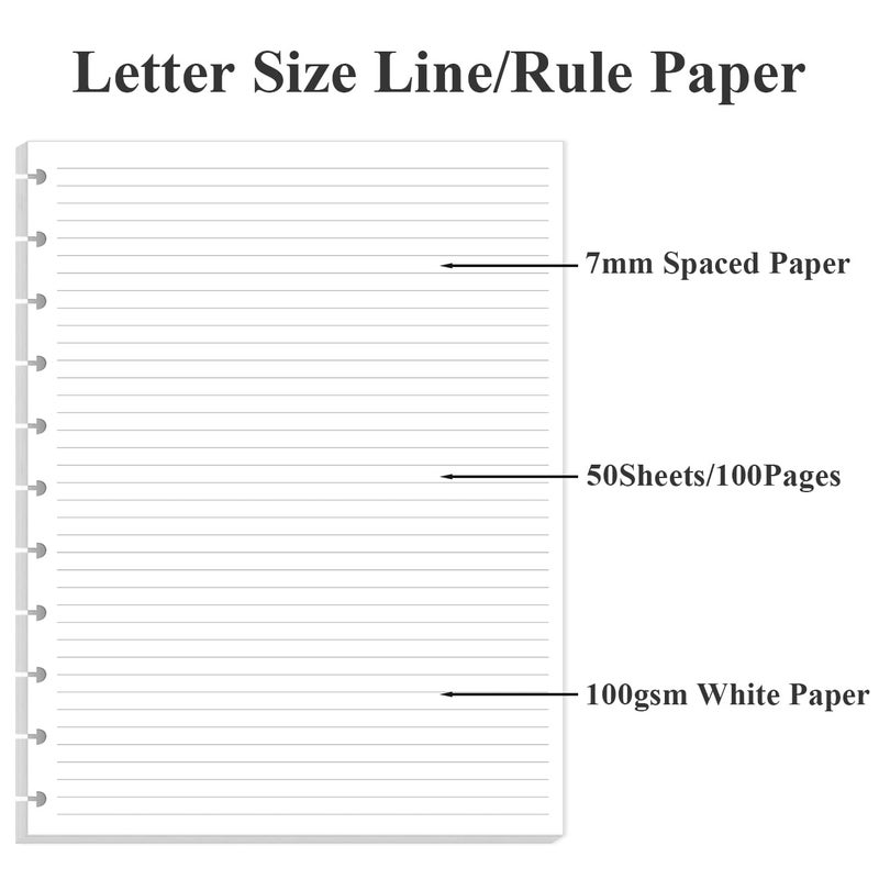 Yaridar Letter Size Discbound Refill Paper, 11 TUL Paper Refills - 50 Sheets/100 Pages Loose Leaf Planner Refills, 5 Sheets Dividers, 8.5" x 11" - Image 4