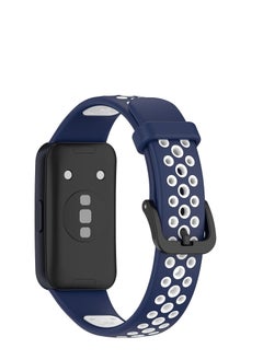 Watch Sport Silicone Smart Watch Band Replacement Strap For Huawei Honor Band 8 (Blue & White)  - Image 2