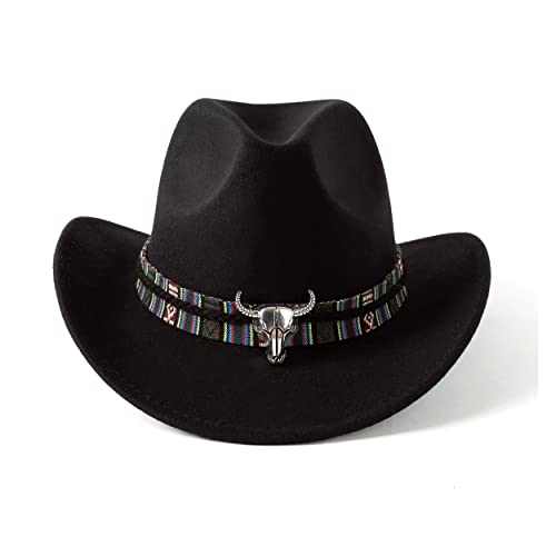 Gossifan Classic Womens Western Cowboy Cowgirl Hats with Wide Belt ZBlack - Image 1