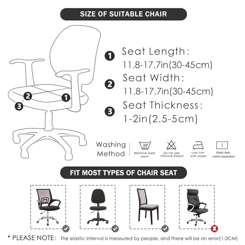FORCHEER Office Chair Seat Cover Grey Water-Resistant 18inch Stretch Jacquard Computer Chair Seat Cushion Slipcover 1 Piece Washable - Image 3