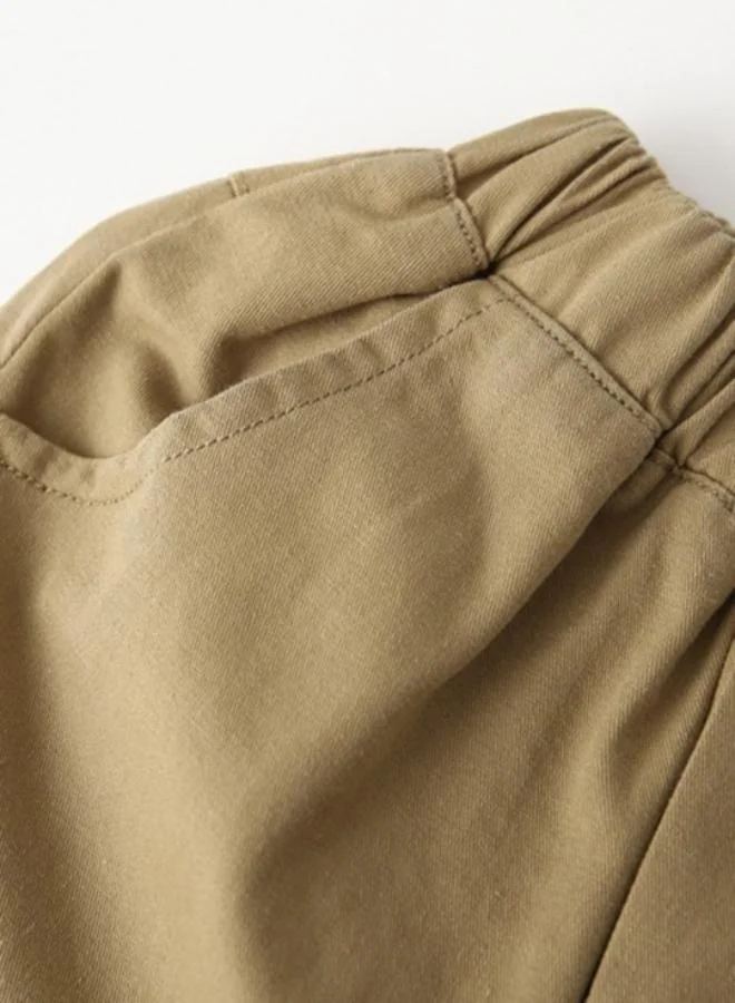 YUNIQEE Brown Regular Fit Mid Rise Applique Shorts