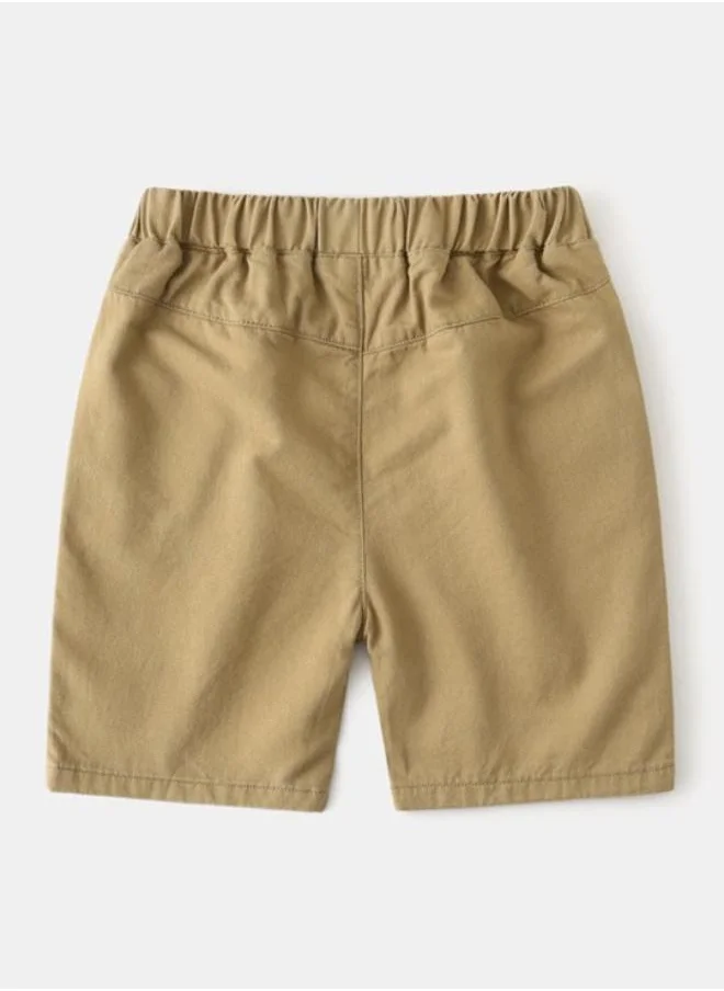 YUNIQEE Brown Regular Fit Mid Rise Applique Shorts