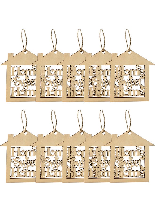 10-Piece Sweet Home Sign Plaque Decorative Wall Hangings Set Brown - Image 1