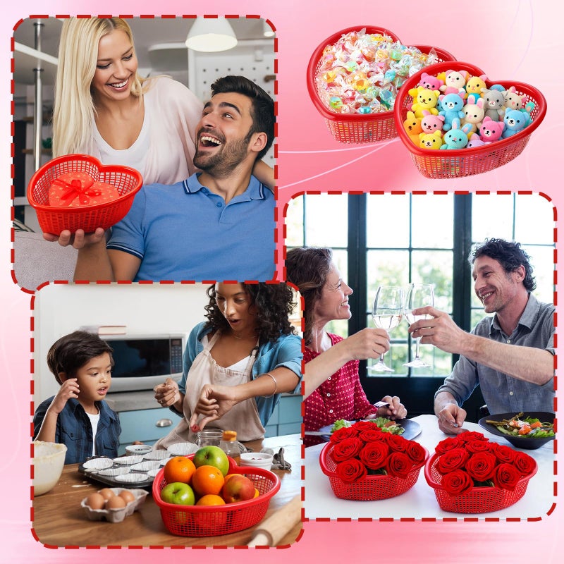 Ferrochef 12 Pack Valentine's Day Red Heart Shaped Baskets, 6.9" x 6.9" x 2.4" Heart Baskets for Valentine's Day Anniversary Table Centerpieces Home Party Gift Wedding Decor - Image 5