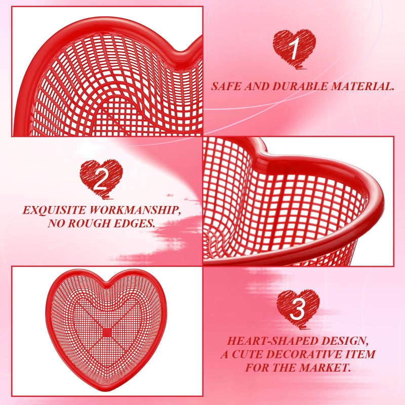 Ferrochef 12 Pack Valentine's Day Red Heart Shaped Baskets, 6.9" x 6.9" x 2.4" Heart Baskets for Valentine's Day Anniversary Table Centerpieces Home Party Gift Wedding Decor - Image 3