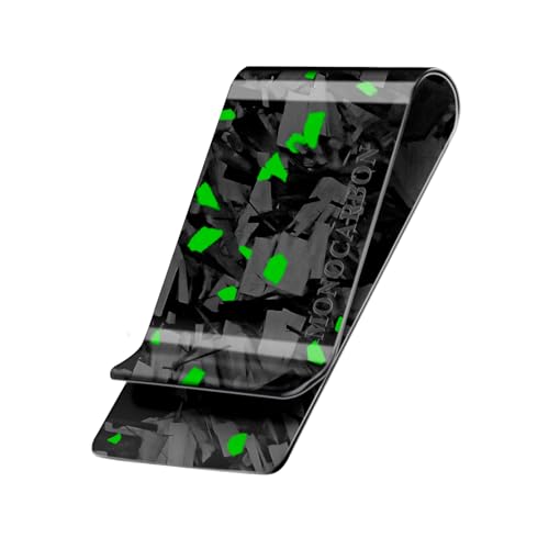 MONOCARBON Real Forged Carbon Fiber Money Clip for Men 138inch Wide UltraThin UltraLight Minimalist Wallet for Cash Slim EDC Credit Card HolderGift for HusbandBoyfriendGreen - Image 1