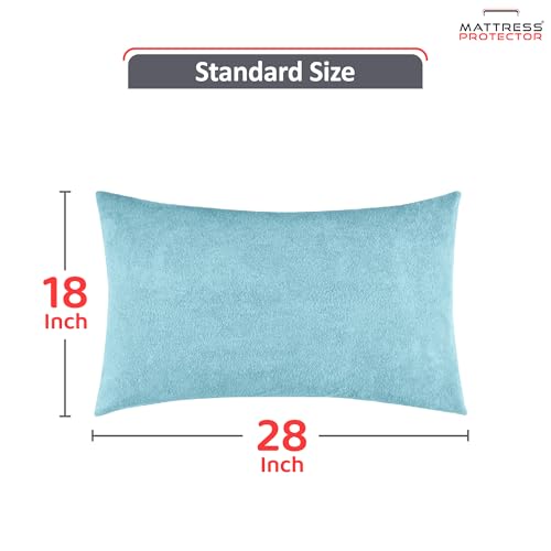 Mattress Protector Ultra Soft Terry Waterproof Pillow Protector - Zippered Closure | Protects Against Dust Mites, Bed Bugs, Oil & Water Spills, Standard Size ( 18x28 Inch - Blue ) - Pack of 2 - Image 3