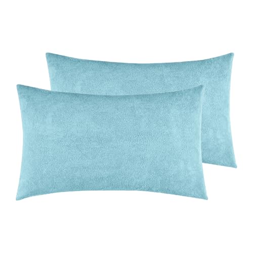 Mattress Protector Ultra Soft Terry Waterproof Pillow Protector - Zippered Closure | Protects Against Dust Mites, Bed Bugs, Oil & Water Spills, Standard Size ( 18x28 Inch - Blue ) - Pack of 2 - Image 1