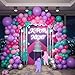 froufing KPop Music themed Birthday Decorations with Hot Pink Teal Purple balloon arch Artificial palm leaves for Girls Summer Tropical Hawaii music fans Prom Party Decorations - Image 3