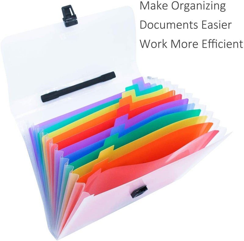 Judee Expanding Files Folder 13 Pockets A4 Rainbow Accordion File Organizer,Index Handle File High Capacity Expanding Document Folder for Business Office Study - Image 2