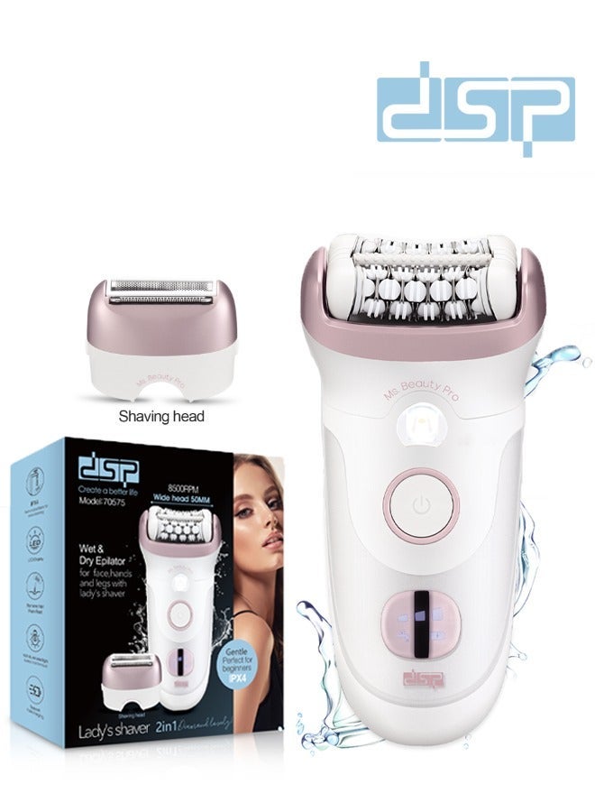 DSP Epilator for Women, 2 in 1 Epilator Hair Removal for Women, Epilators Hair Remover for Leg Arm with 96 Tweezers & Smart Light ,Rechargeable & LED Display,Cordless Electric Lady Shaver & Trimmer for Face, Chin, Arm, Leg, Armpit, Bikini,8500RPM 70575 - Image 1