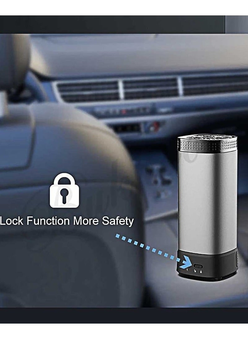 Bakhoor Electronic Car Incense Burner with Oud Box Storage and Lock Safety Function Gray Color - Image 2