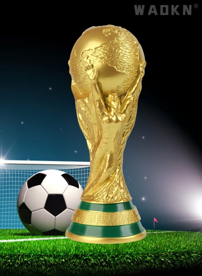 WAOKN World Cup Replica Trophy, Resin Soccer Sports Fan Memorial Prize, Football Champion Souvenirs for Bedroom Office Desktop Decoration Size 21cm Champion Trophy/souvenir Mascot World Cup  - Image 2