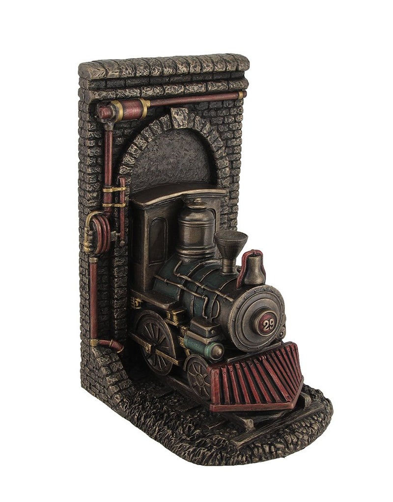 Zeckos Steampunk Steam Locomotive Bronze Finished Single Bookend - Image 1
