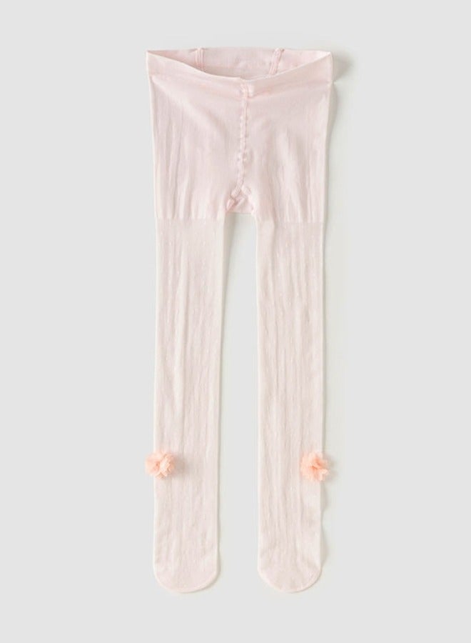 Dave & Bella Pink 3D Flower Tights - Image 1