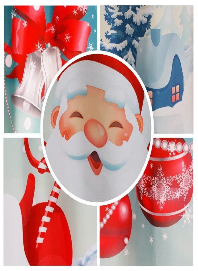 OWENIE Merry Christmas Shower Curtains for Bathroom, Winter Snowflake Funny Santa Claus Fabric Shower Curtain for Christmas Holiday Bathroom Decorations, Polyester Fabric Bath Curtain, 72 W x 72 L - Image 2