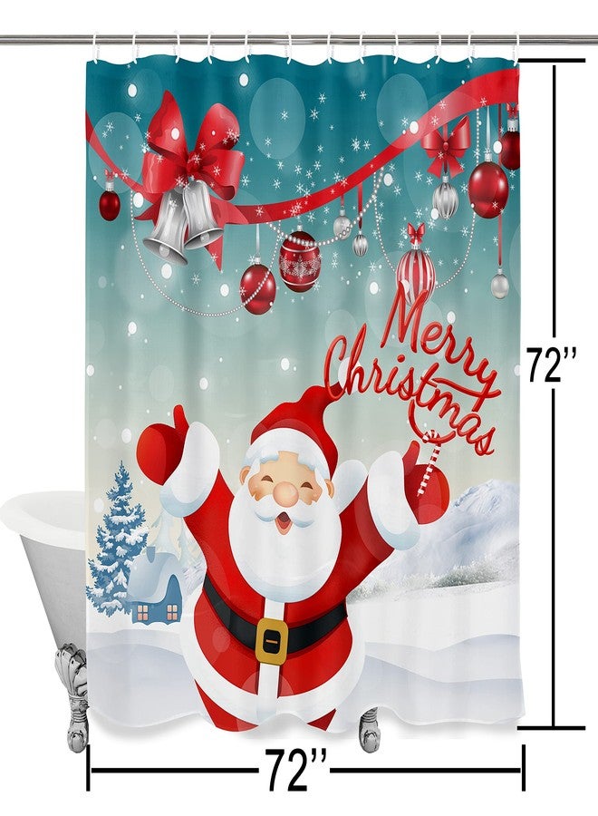 OWENIE Merry Christmas Shower Curtains for Bathroom, Winter Snowflake Funny Santa Claus Fabric Shower Curtain for Christmas Holiday Bathroom Decorations, Polyester Fabric Bath Curtain, 72 W x 72 L - Image 4