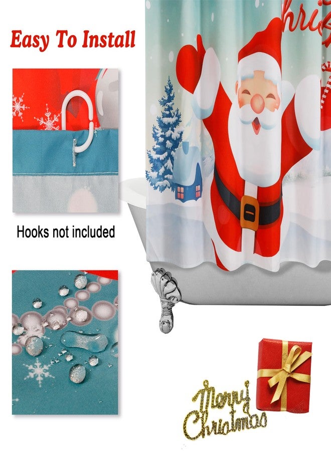 OWENIE Merry Christmas Shower Curtains for Bathroom, Winter Snowflake Funny Santa Claus Fabric Shower Curtain for Christmas Holiday Bathroom Decorations, Polyester Fabric Bath Curtain, 72 W x 72 L - Image 3