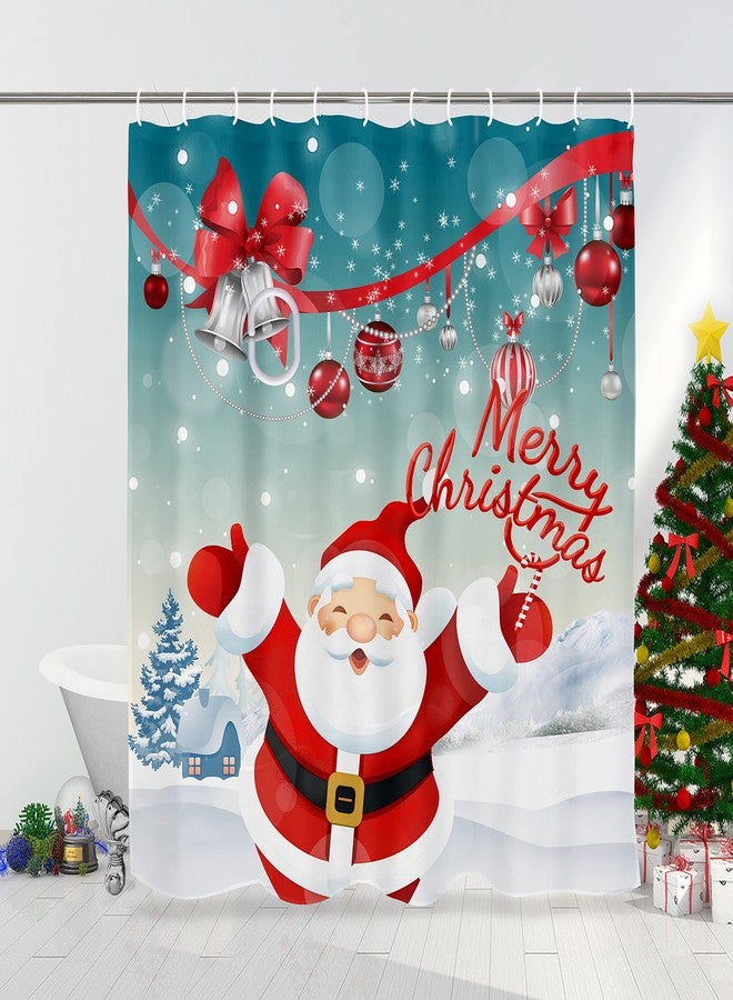 OWENIE Merry Christmas Shower Curtains for Bathroom, Winter Snowflake Funny Santa Claus Fabric Shower Curtain for Christmas Holiday Bathroom Decorations, Polyester Fabric Bath Curtain, 72 W x 72 L - Image 1