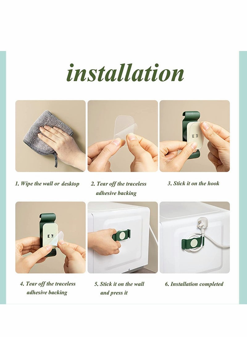 Excefore Cord Holder Cable Clips Cord Organizer for Kitchen Appliances 4PCS Self-Adhesive Rotatable Cord Wrap Organizers for USB Computer Cables Power Cords Management Clips Home Office Tidy (Green) - Image 5