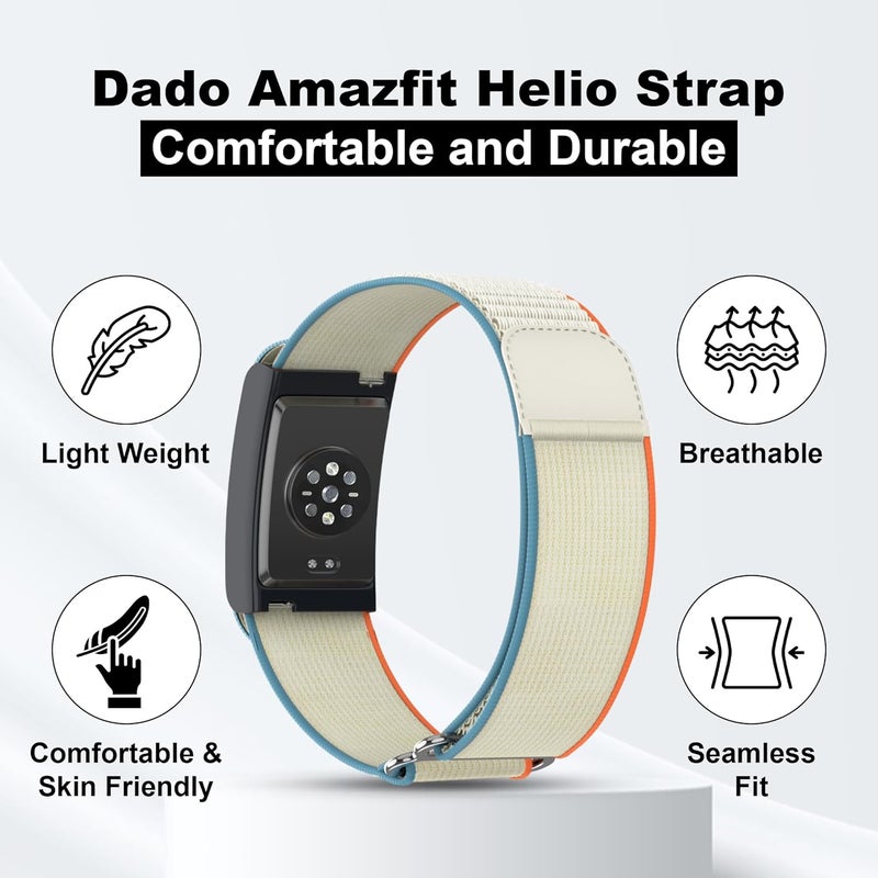 دادو حزام بديل من النايلون ، متوافق مع سوار Amazfit Helio – سوار رياضي قابل للتعديل وجيد التهوية لتتبع اللياقة البدنية، مريح للارتداء طوال اليوم - Image 2