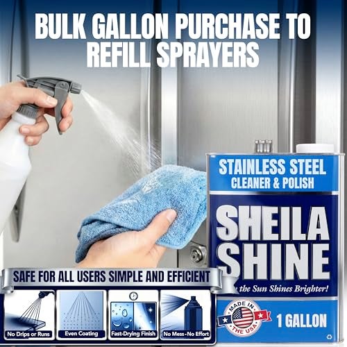 Sheila Shine 1 Gallon Stainless Steel Cleaner and Polish - Cleans, Polishes & Protects Kitchen Appliances, Refrigerators, Sinks, Ovens & Grills - Cleaner for Stainless Steel Appliances - Image 5