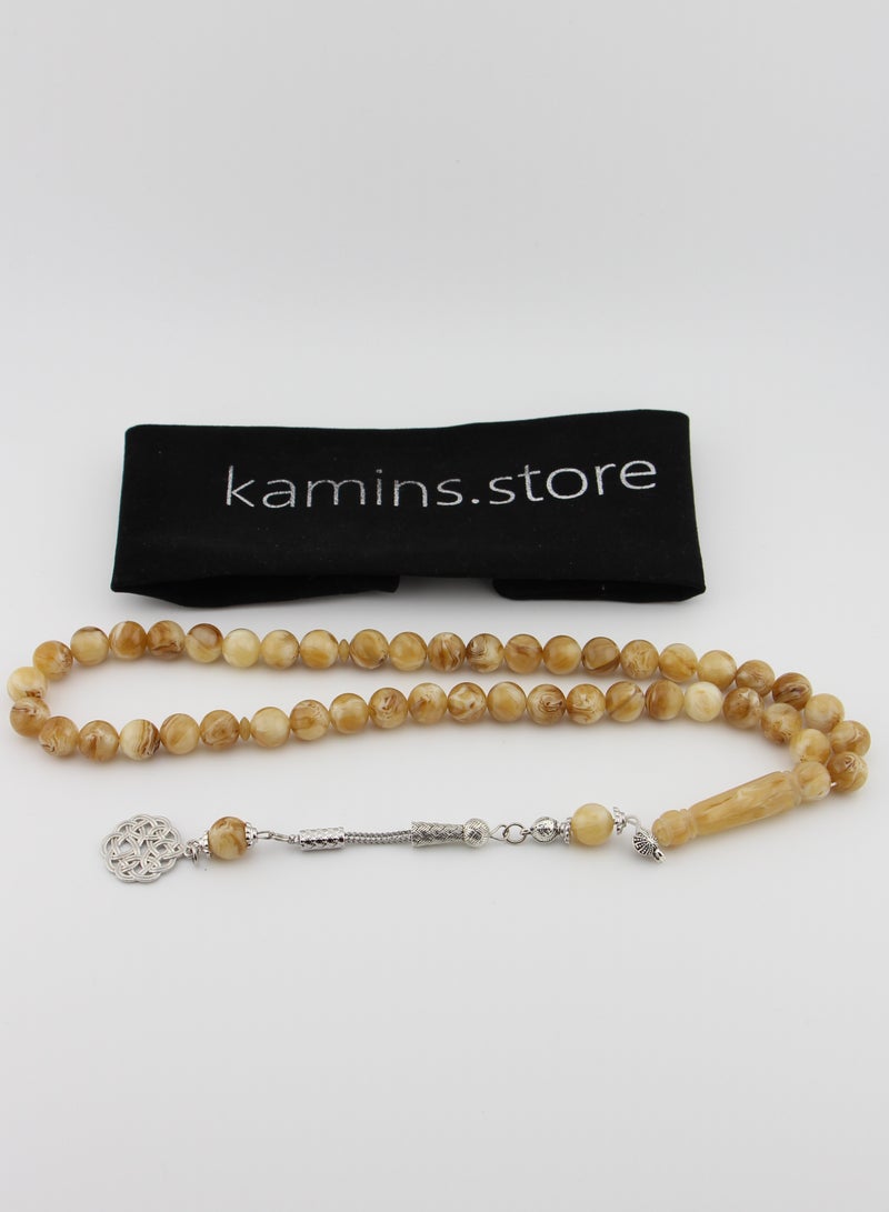 Kamins Collection Amber Resin / 45 Bead / Tasbih / Prayer Beads / Creamy Beige - Image 1