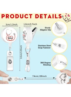 Chinco 72 Pcs Nurse Badge Reel Retractable Badge Holder Cute Nursing Badge Reel Swivel Clip For Nurse Doctor Id Card Holders  - Image 3