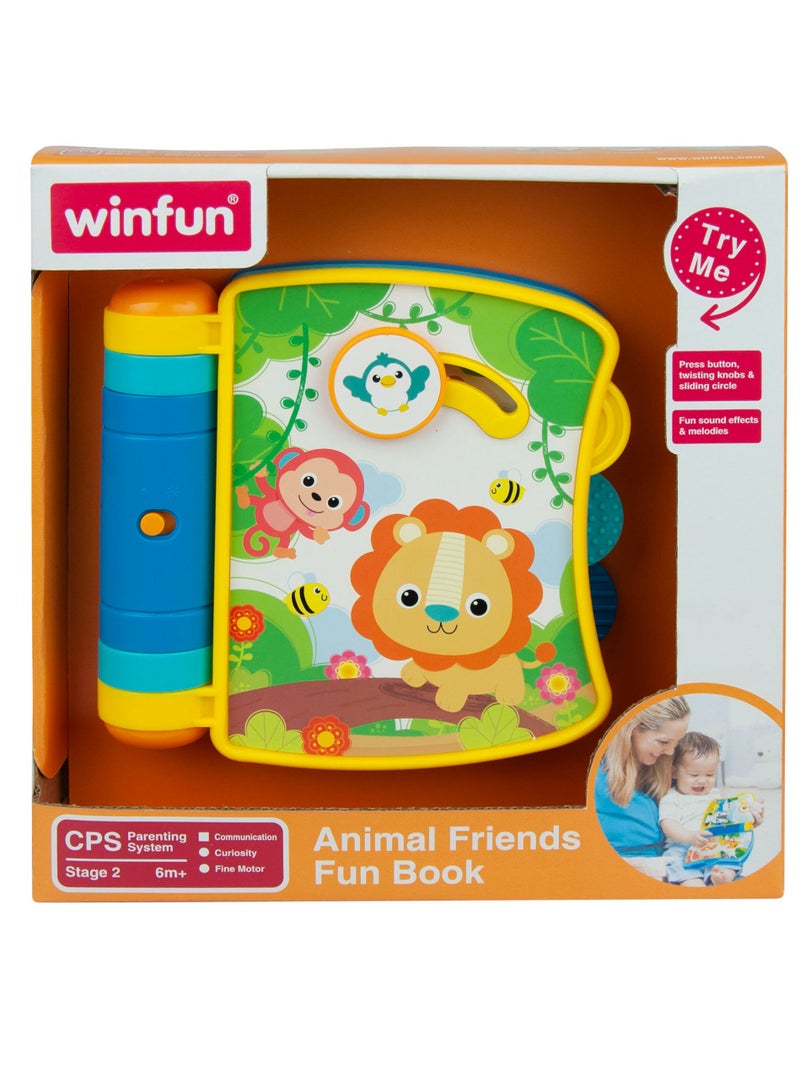 Winfun Animal Friends Fun Book â€“ Interactive Sound & Light Storybook with Animals | Lightâ€‘Up Sound Storybook Featuring Cute Animal Pals | Educational Play Book with Learning Sounds | Infant Ages 3m+ - Image 2