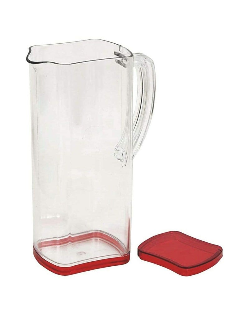 KD ZONE 2 Litre Plastic Water Jug Juice Milk Jug with Lid Transparent Multi Color Pack of 1 - Image 1