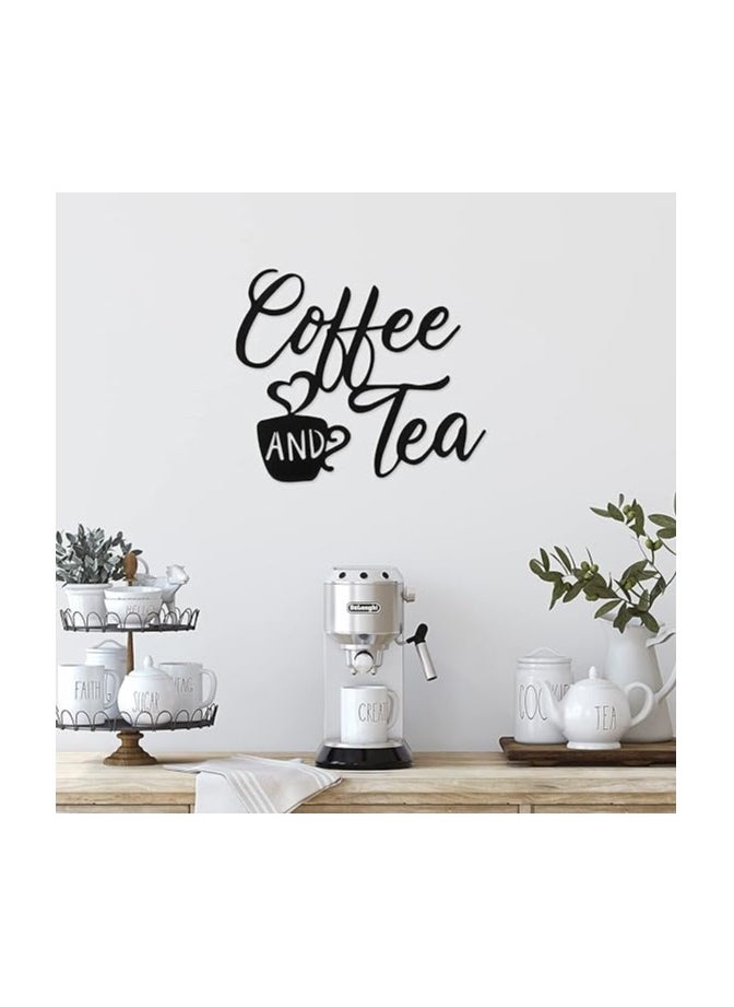 MIRFA Wooden Wall Art With Self Adhesive Base - Black (Coffee And Tea)  - Image 2