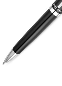 POLICE Batang Black Stainless Steel Twisted Closure Pen with Silver Trims and Blue Ink  - Image 3