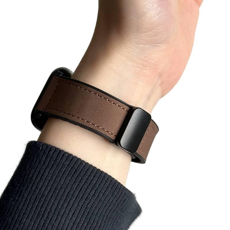 AD Brown Classic Leather Strap Smartwatch Band Compatible with Apple Watch / SE with Adjustable Fit Replacement Strap for Daily Wear - Image 3