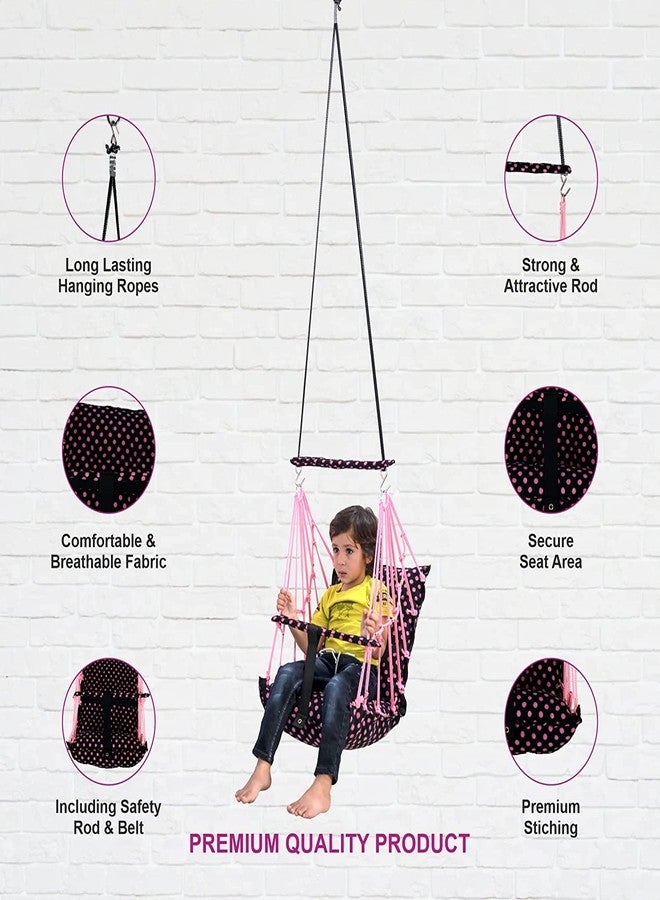Windson Craft Cotton Baby Hanging Swing for Kids jhula 1-5 Years Swings Cradle Chair uyyala New Born Baby Gifts Foldable and Washable with Safety Belt, Home & Garden (DOTT Pink) - Image 5