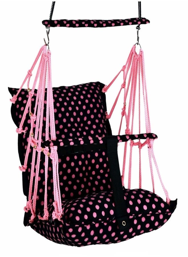 Windson Craft Cotton Baby Hanging Swing for Kids jhula 1-5 Years Swings Cradle Chair uyyala New Born Baby Gifts Foldable and Washable with Safety Belt, Home & Garden (DOTT Pink) - Image 1