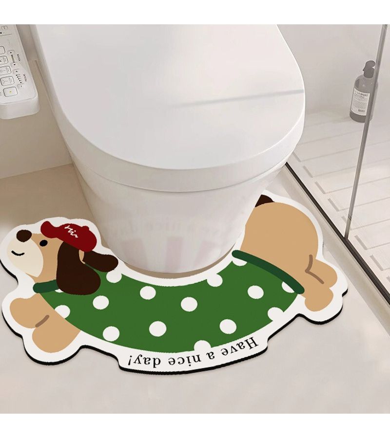 16 20 Adorable Dachshund Dog Shaped U Shaped Bathroom Floor Mat Cartoon Design Anti Splash Urine Absorbent Non Slip 15 75 23 62 Inch - Image 1