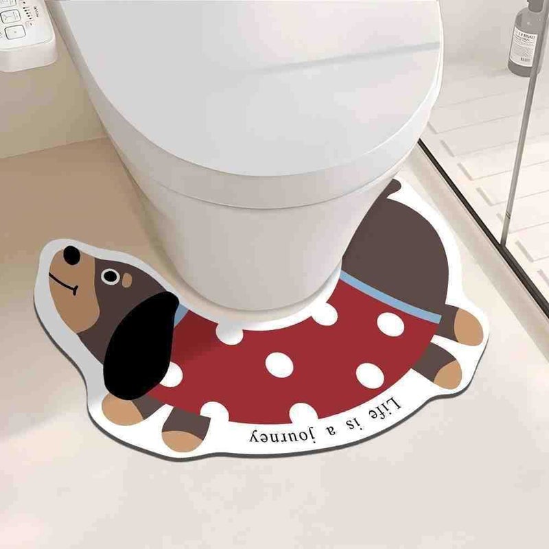 16 20 Adorable Dachshund Dog Shaped U Shaped Bathroom Floor Mat Cartoon Design Anti Splash Urine Absorbent Non Slip 15 75 23 62 Inch - Image 4