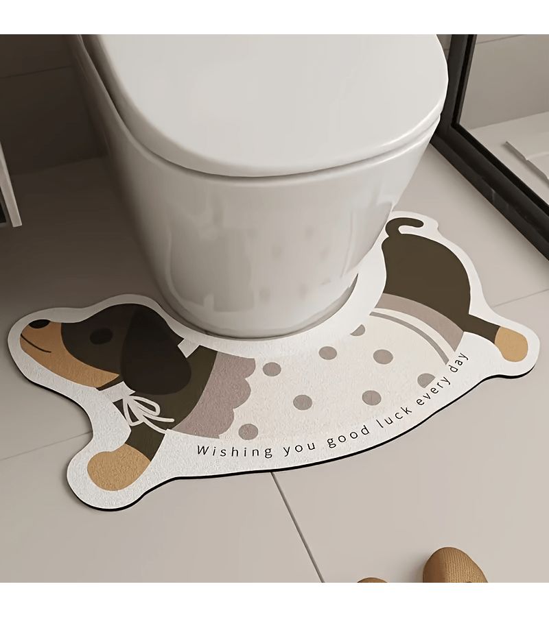 16 20 Adorable Dachshund Dog Shaped U Shaped Bathroom Floor Mat Cartoon Design Anti Splash Urine Absorbent Non Slip 15 75 23 62 Inch - Image 5