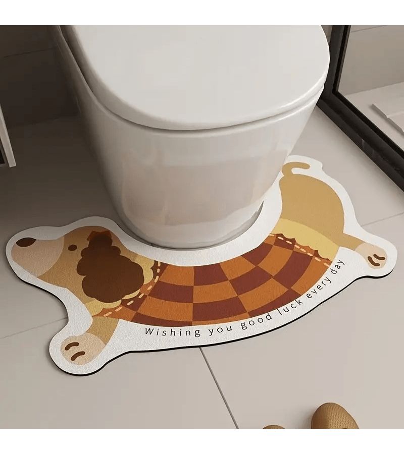 16 20 Adorable Dachshund Dog Shaped U Shaped Bathroom Floor Mat Cartoon Design Anti Splash Urine Absorbent Non Slip 15 75 23 62 Inch - Image 3