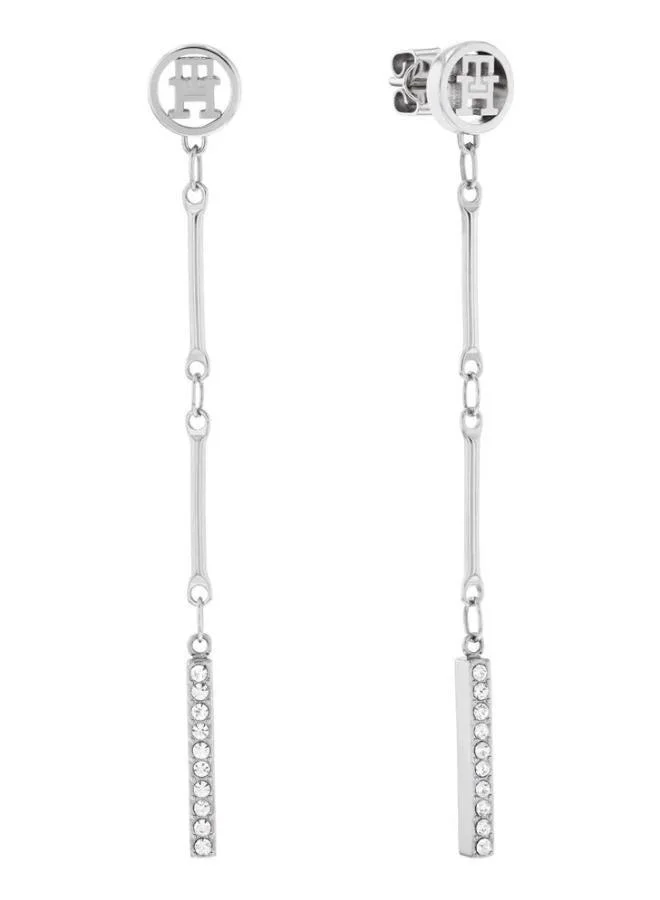 TOMMY HILFIGER WomenSbar Chain Collection Dangle & Drop Earrings In Stainless Steel Embellished With Crystals - 2781001