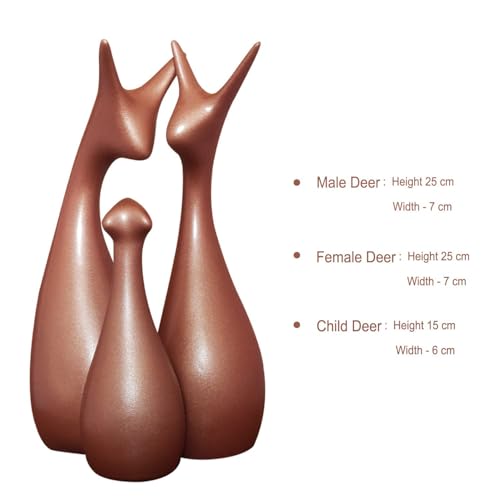LADROX Muted Metallic Matte Home Decor Lucky Deer Family Ceramic Figurine | Launched for The First time in India - (Set of 3, Bronze) - Image 5