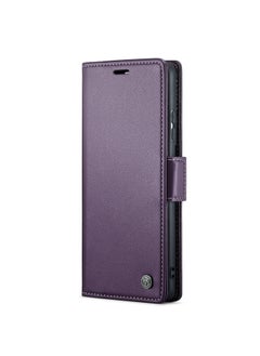 CaseMe Flip Wallet Case For Samsung Galaxy S21 Ultra, [RFID Blocking] PU Leather Wallet Flip Folio Case with Card Holder Kickstand Shockproof Phone Cover (Purple)  - Image 1