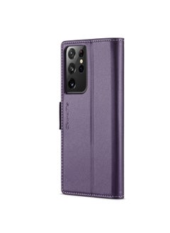 CaseMe Flip Wallet Case For Samsung Galaxy S21 Ultra, [RFID Blocking] PU Leather Wallet Flip Folio Case with Card Holder Kickstand Shockproof Phone Cover (Purple)  - Image 2
