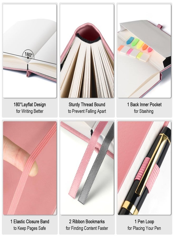 OFFIGIFT 5 Pack Lined Notebook Journal for Women, 312 Numbered Pages Thick Notebooks Bulk, 100gsm No Bleed Paper Hardcover Leather Journal, College Ruled Notebook Set for Work Writing Travel, A5, Multicolor - Image 4