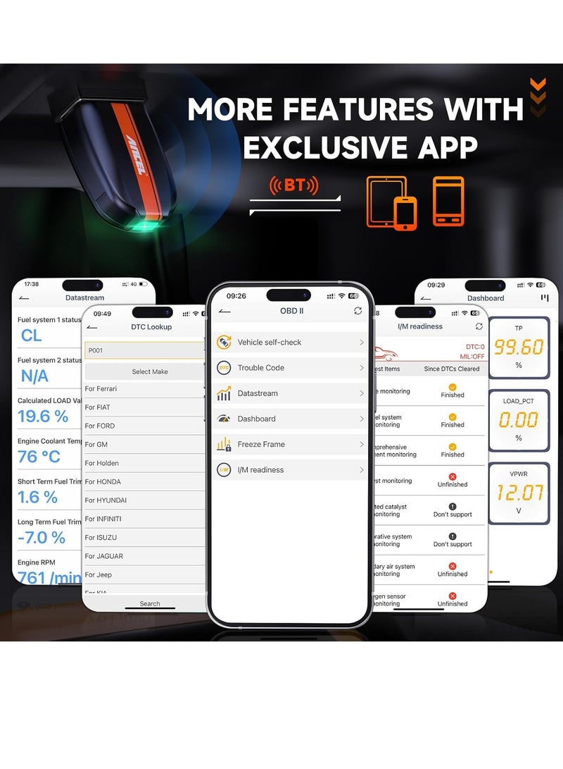 Ancel BD200 OBD2 Scanner Bluetooth - Code Reader Check Engine Diagnostic Scan Tools with Car Battery Test, Exclusive App On iOS & Android, Wireless OBDII Adapter Works for 1996 Newer Vehicles - Image 5