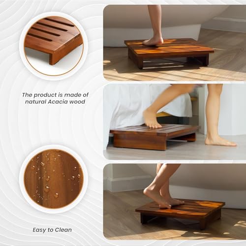 Carpentray One Step Stool for Adults 3.5" - Wooden Step Stools for Bed - 200lbs Safety Stepping Stool Bathroom Aid for Handicap (Brown, 3.5 Inch Height) - Image 3