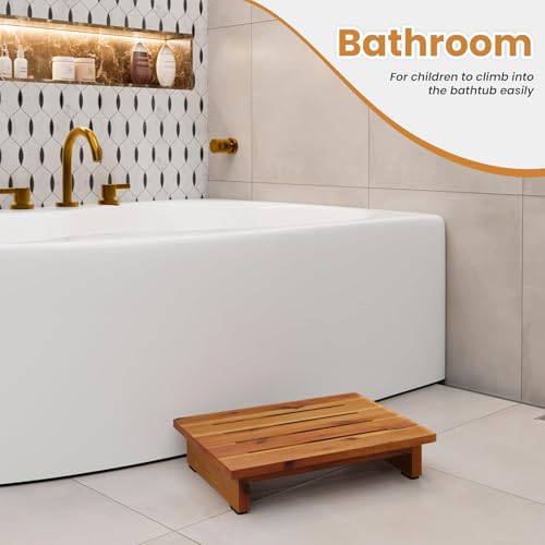 Carpentray One Step Stool for Adults 3.5" - Wooden Step Stools for Bed - 200lbs Safety Stepping Stool Bathroom Aid for Handicap (Brown, 3.5 Inch Height) - Image 5