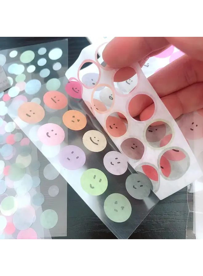 6 Sheets Cute Expression Cartoon Doodle Round Sticker Multicolor Smile Face Gift Decoration Hand Account Sticker Cup Decoration Label Holiday Gift Stationery - Image 2